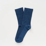 KLUE Pointelle fine rib knit socks navy women