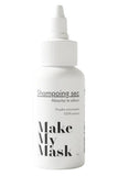 White bottle of 'Make My Mask' dry shampoo on a white background
