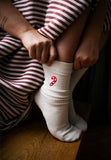 MELAWEAR Ribbed socks cream blend candy cane embroidery unisex