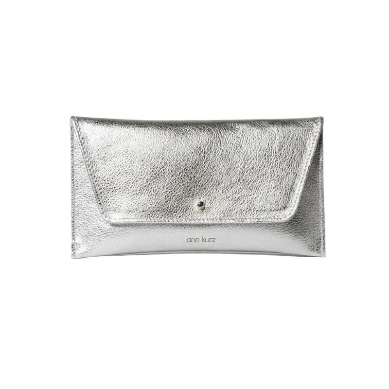 ANN KURZ Mini envelope shape wallet metallic platin women