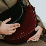 ANN KURZ Large half moon shoulder bag mix bordeaux women