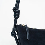 ANN KURZ Large half moon shoulder bag suede mix dark blue women