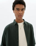 THINKING MU Ant shirt microchecks dark eucaliptus men