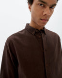 THINKING MU Ant shirt microchecks navy brown men