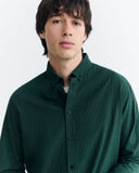 THINKING MU Ant shirt dark green microvichy men