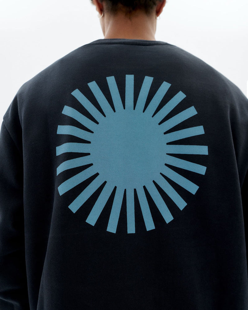 THINKING MU Leon sol contrast sweatshirt navy men