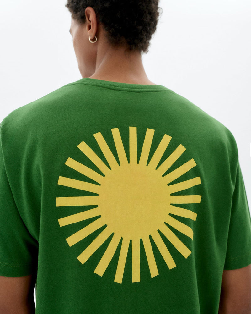 THINKING MU Sol contrast t-shirt green dill men