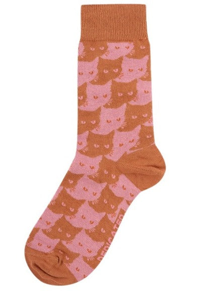 DEDICATED Sigtuna socks pepita cats sunburn orange women