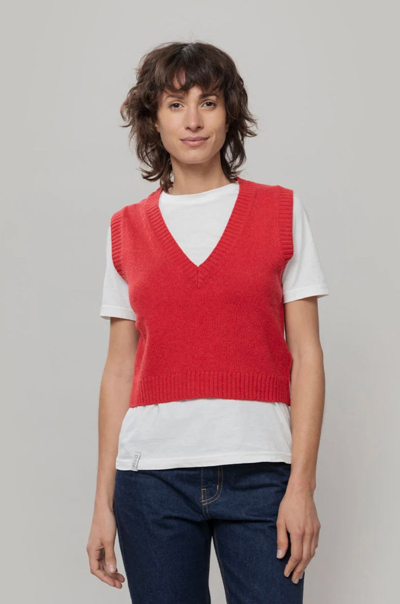 RIFO Melania recycled wool vest red papavero women