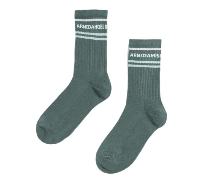 ARMEDANGELS Saamus stripes socks green spruce unisex