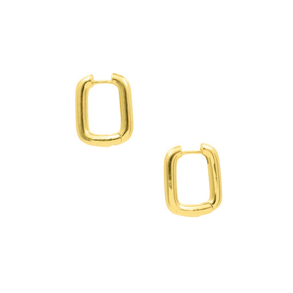 Gold hoop earrings on a white background