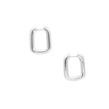 Pair of silver hoop earrings on a white background
