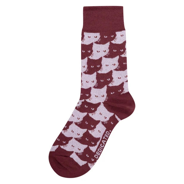 DEDICATED Gift Box Socks Sigtuna Pepita cats pattern 3-pack women