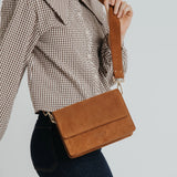 ANN KURZ Perfect square crossbody bag suede brown women