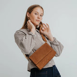 ANN KURZ Perfect square crossbody bag suede brown women