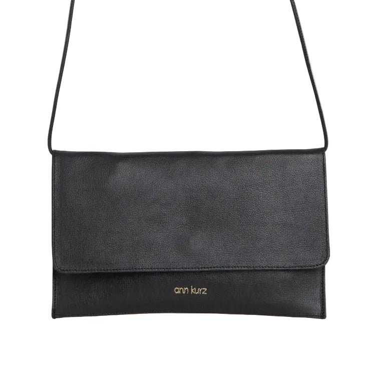 ANN KURZ Thin clutch nappa black women