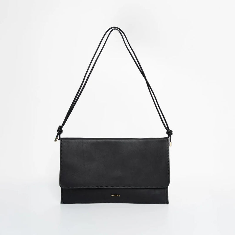 ANN KURZ Thin clutch nappa black women