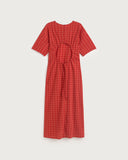 THINKING MU Kina seersucker dress red checks women