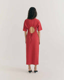 THINKING MU Kina seersucker dress red checks women