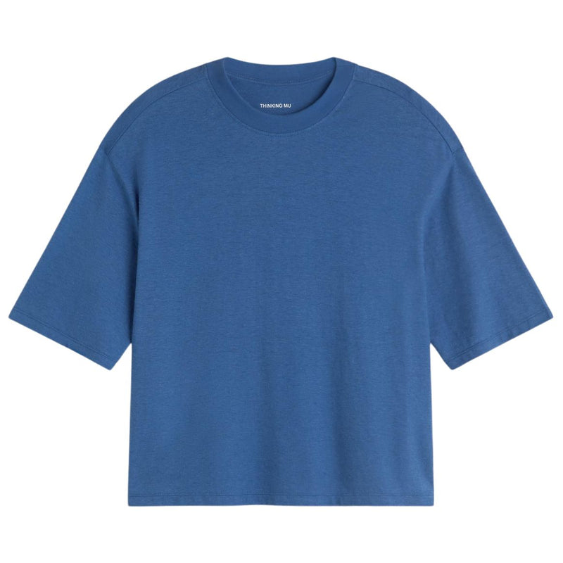 THINKING MU Lena hemp t-shirt light cobalt women