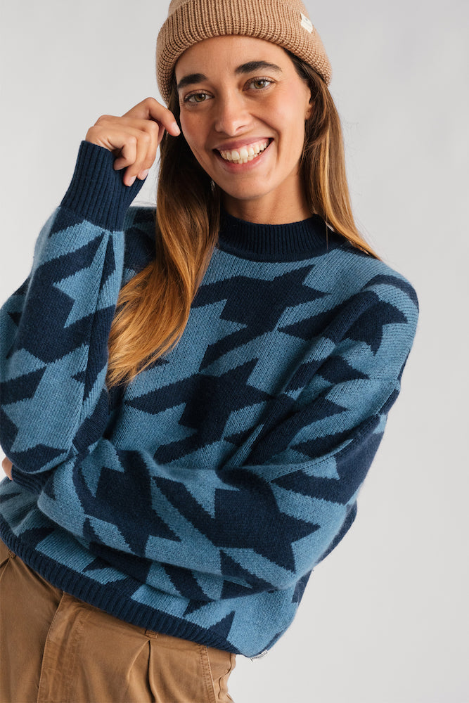 TWOTHIRDS Millisle jumper houndstooth blue women