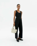 THINKING MU Raflesia seersucker jumpsuit black women