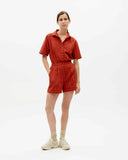 THINKING MU Orangered cuadrito Agata jumpsuit women