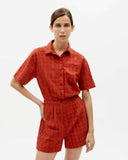 THINKING MU Orangered cuadrito Agata jumpsuit women