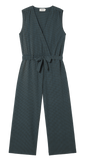 THINKING MU Winona jumpsuit bottle green checks seersucker women