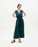 THINKING MU Winona jumpsuit bottle green checks seersucker women