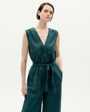 THINKING MU Winona jumpsuit bottle green checks seersucker women