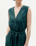 THINKING MU Winona jumpsuit bottle green checks seersucker women