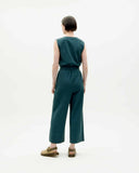 THINKING MU Winona jumpsuit bottle green checks seersucker women