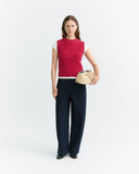 THINKING MU Kaia knitted wool vest red women