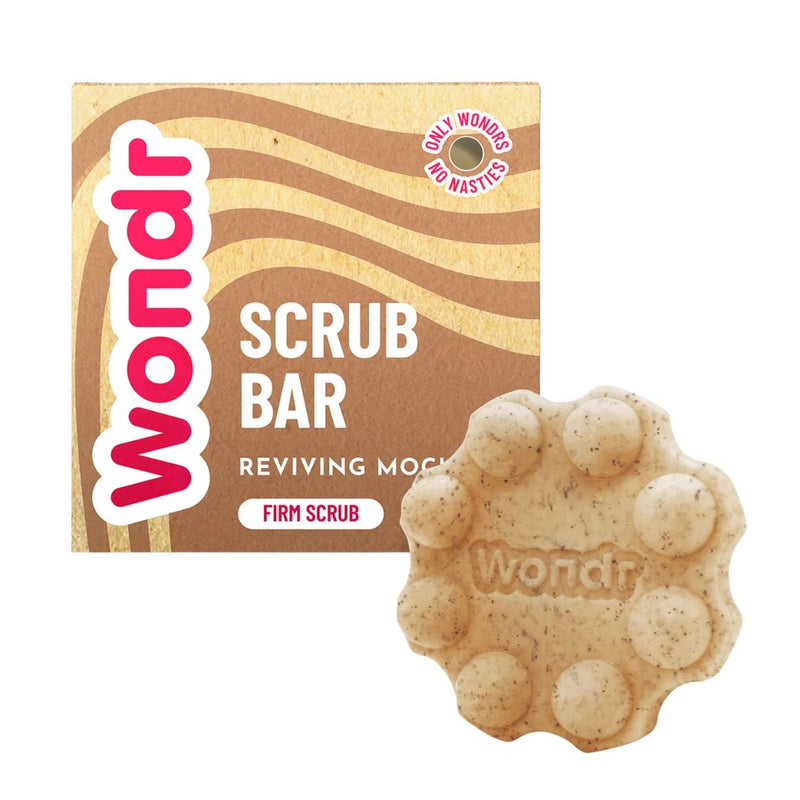 Wondr Reviving Mocha scrub bar voor een verstevigende scrub. 