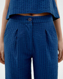 THINKING MU Manolita seersucker pants cobalt women