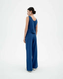 THINKING MU Manolita seersucker pants cobalt women