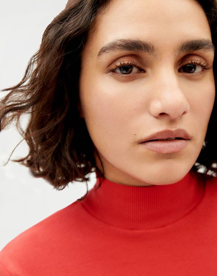 THINKING MU Aine rib longsleeve lava red women