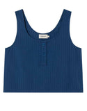 THINKING MU Justine seersucker top cobalt women