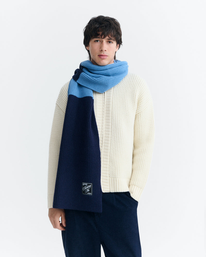 THINKING MU Ghede Cervino scarf blue unisex