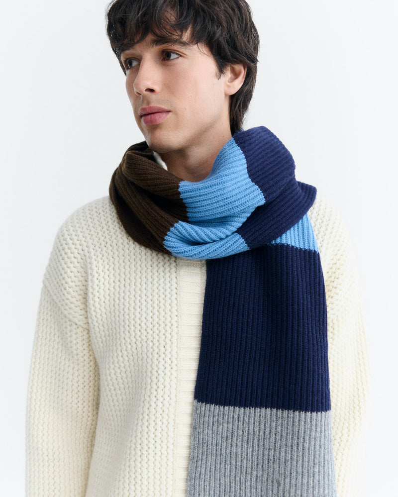 THINKING MU Ghede Cervino scarf blue unisex