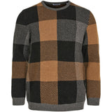 KCA 80663 Pixel checked crew neck wool knit 1300 black jet men