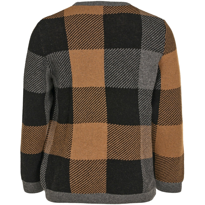 KCA 80663 Pixel checked crew neck wool knit 1300 black jet men