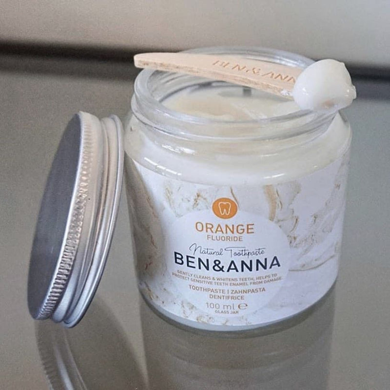 Ben & Anna Toothpaste jar orange with fluoride