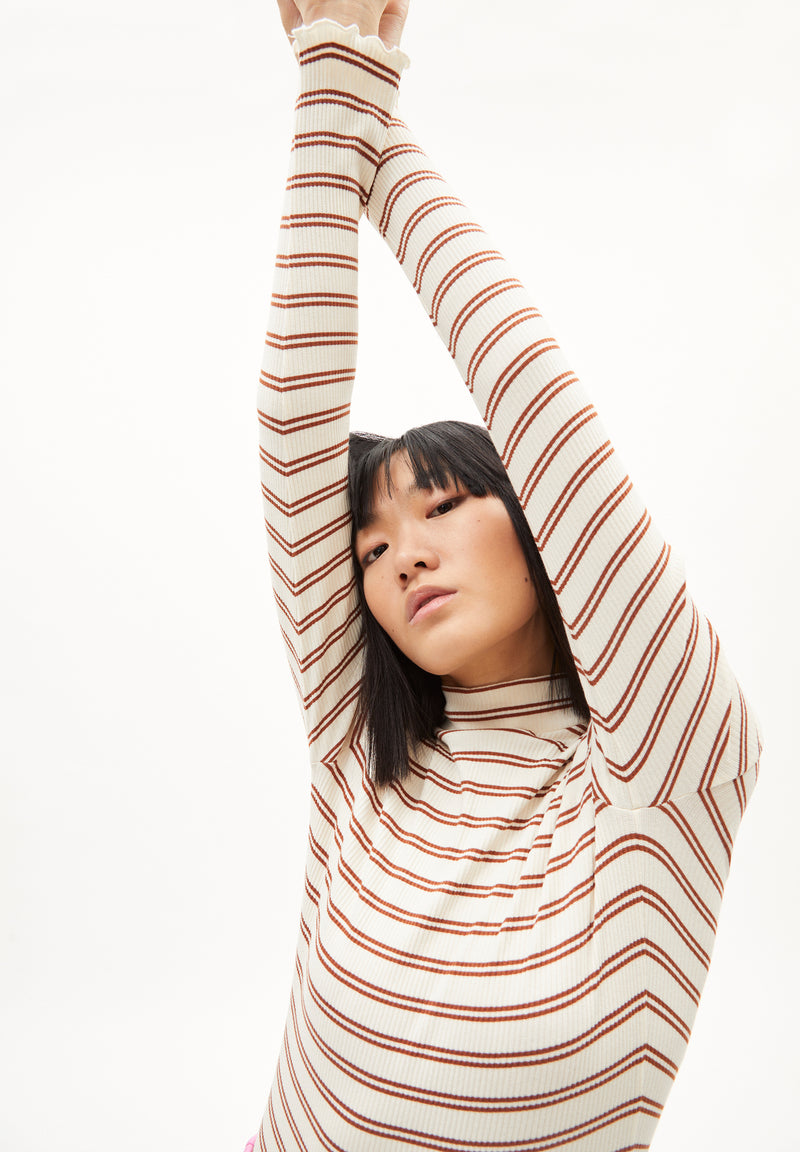 ARMEDANGELS Fatimaa double stripes top cacao undyed women