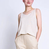 JAN 'N JUNE Slip top triangle linen ivory women