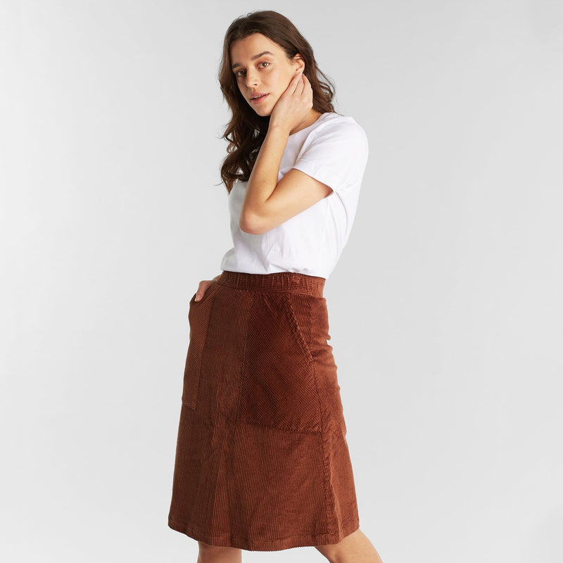Dedicated Haga corduroy skirt deep brown women