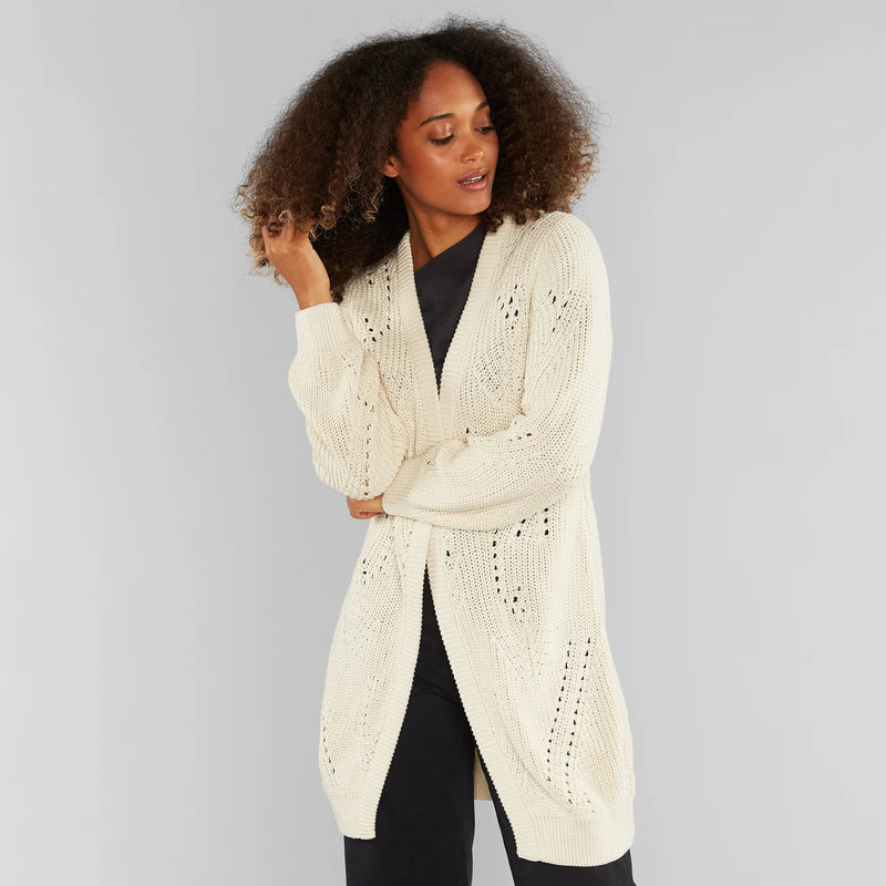 DEDICATED Idre Pointelle knit cardigan off white women