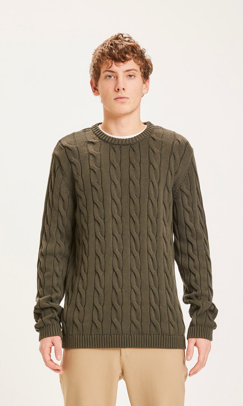 KCA 80646 Field cable crew neck knit 1090 Forrest night