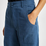 DEDICATED Vara workwear pants stripe dark blue women